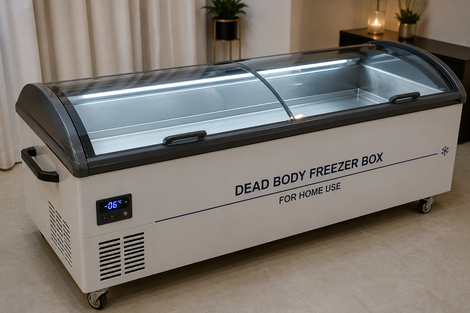 Glass top freezer box illustration